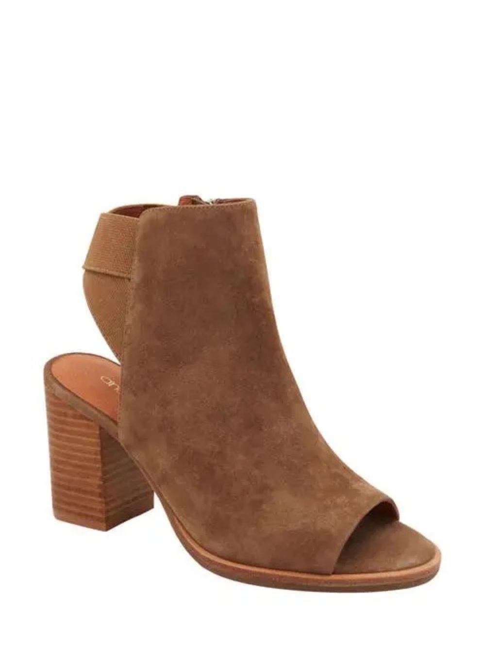 Andre Assous “Zazie” Brown Suede Open-Toe Block Heel Ankle Bootie - Size 11